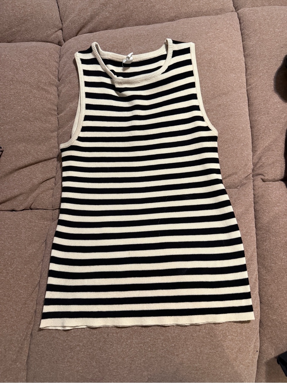 Wishlist Black and White Horizontal Stripe Ribbed Tank